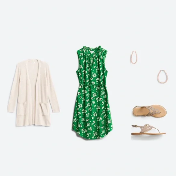 Worn once Market & Spruce Green Floral Jeanie Ruffle Detail Dress - Picture 8 of 8